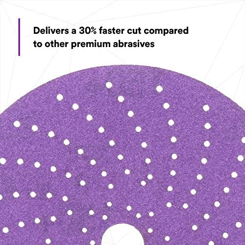 Image of 3M Cubitron II Hookit Clean Sanding Abrasive Disc 31373, 6 in, 150+ Grade, Pack of 50 Discs, Virtually Dust-Free, High Performance, Long Lasting, Multi-Hole Pattern, Feather Edging, Stock Removal