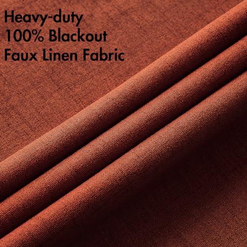 Image of MIULEE Linen Curtains Soild 100% Blackout Thermal Insulated Burnt Orange Fall Curtains Grommet Room Darkening Curtains & Drapes for Living Room Bedroom 42 x 90,Rust Terracotta (2 Panels)