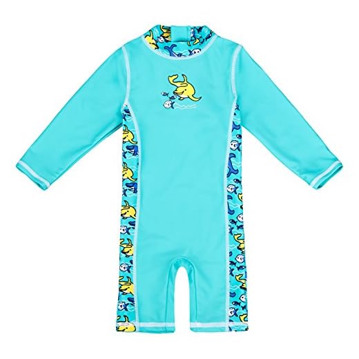 Landora® baby-/småbarn-badkläder en del med UV-skydd 50+ och Oeko-Tex 100 certifiering i blått eller turkos