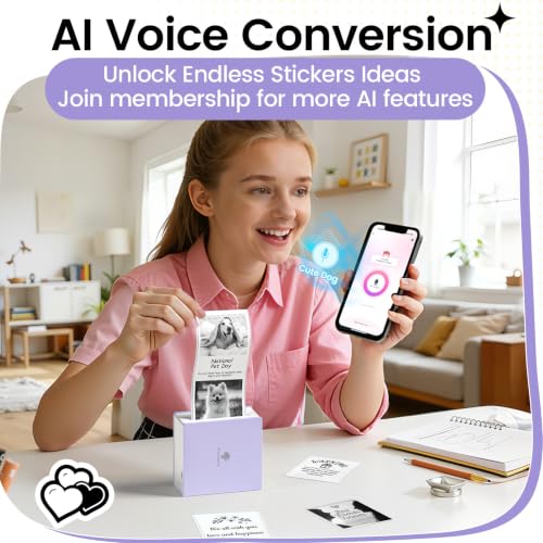 Image of Mini Thermal Printer, Bluetooth Inkless Sticker Printer for Girls Boys DIY