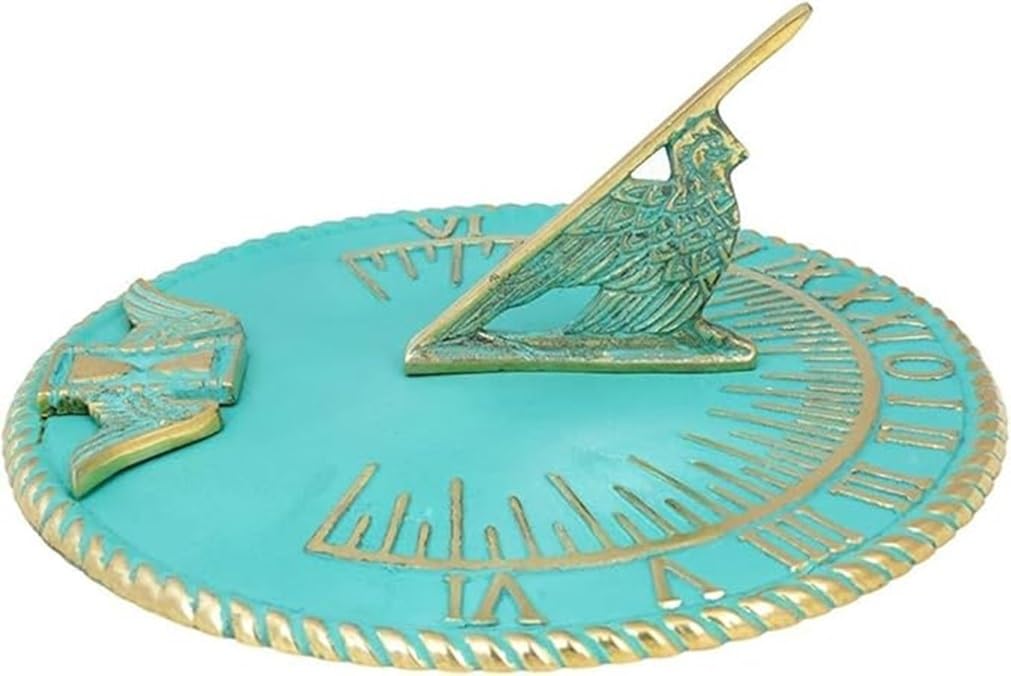 Reloj de sol de latón turquesa para decoración del hogar al aire libre jardín arte relojes de sol para el jardín