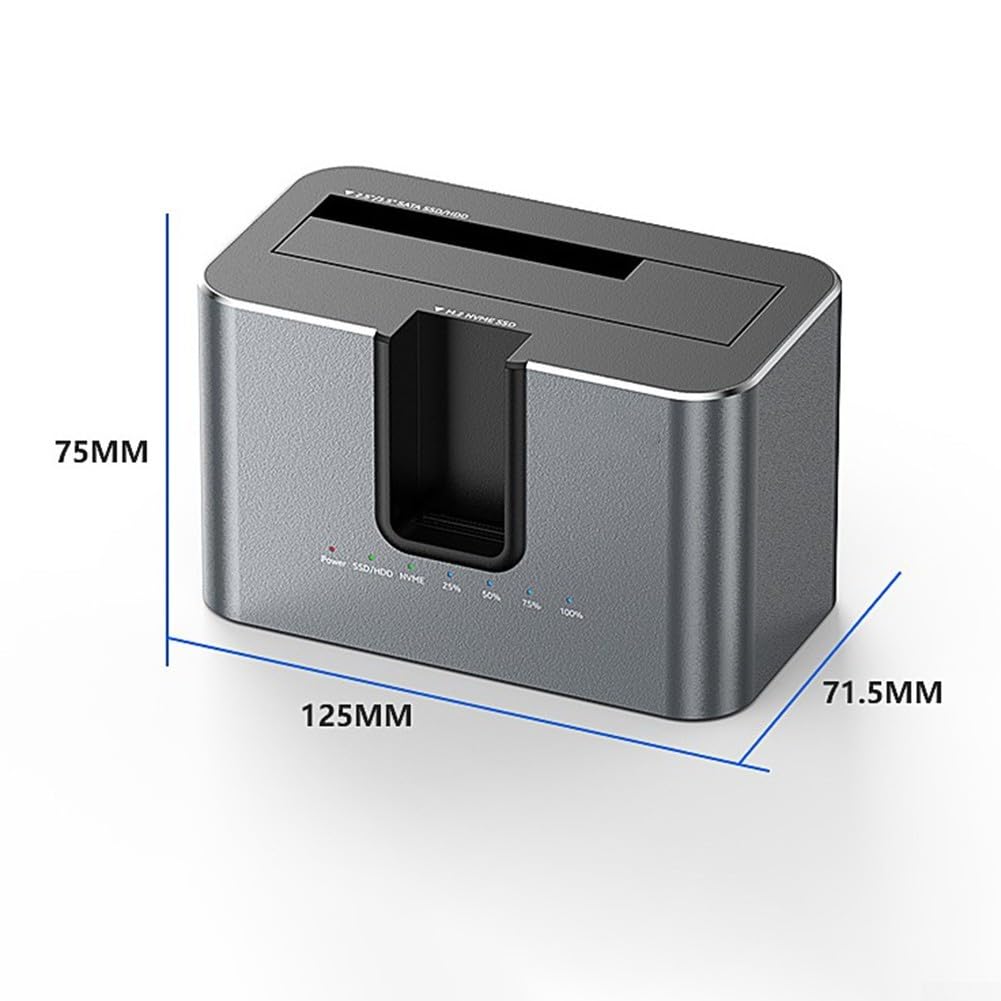 Enclosure per disco rigido a doppio slot per M.2 NVMe e 2,5/3,5" per SATA, custodia SSD USB-C da 10 Gbps con funzione di copia offline, alloggiamento in lega di alluminio per il backup dei dati