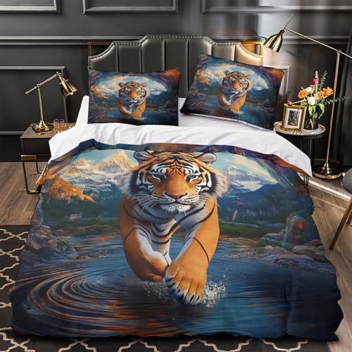 Parure de lit tigre 3D en microfibre pour éviter le repassage et simplifier le lavage