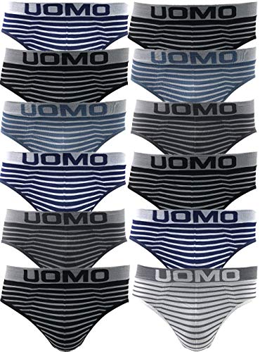 LisaModa Herren Slips 12er Pack Uomo Farbmix Seamless Stretch Mehrfarbig #101 Größe M/L Cover
