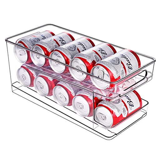 BingoHive Rolling Can Dispenser Fridge Beer Can Organiser Soda Can Dispenser for Fridge Kitchen Cupboard Pantry Countertop 10 Standard Size 330ML Beer Soda Pop Cans Storage