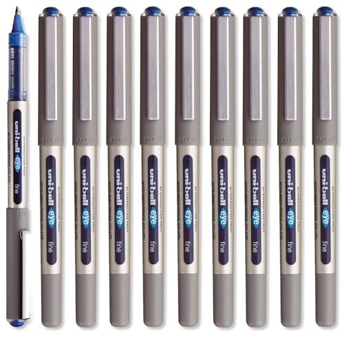 uni-ball - Uni Mitsubishi Pencil 10 Eye-Fineliner-Stifte UB-157 Tintenroller mit flüssiger Tinte blau Spitze 0 7 mm Schreiben Medium