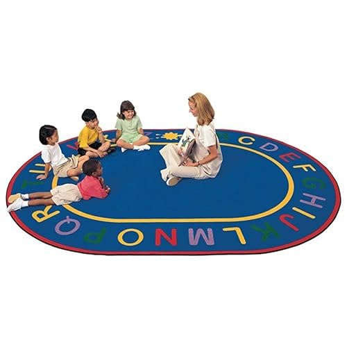 Carpets for Kids 4995 Alpha Literacy - Alfombra ovalada para habitación de niños, 6 pies, 9 pulgadas x 9 pies, 5 pulgadas, ovalada, multicolor