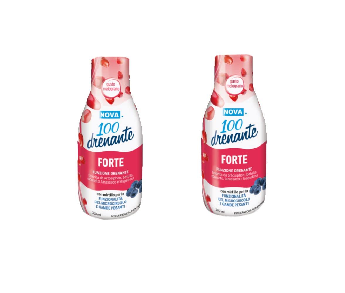 Drenante Forte Nova 100 Granatapfelgeschmack mit schwarzer Heidelbeere, Birke, Löwenzahn, Schachtelhalm 300 ml+300 ml