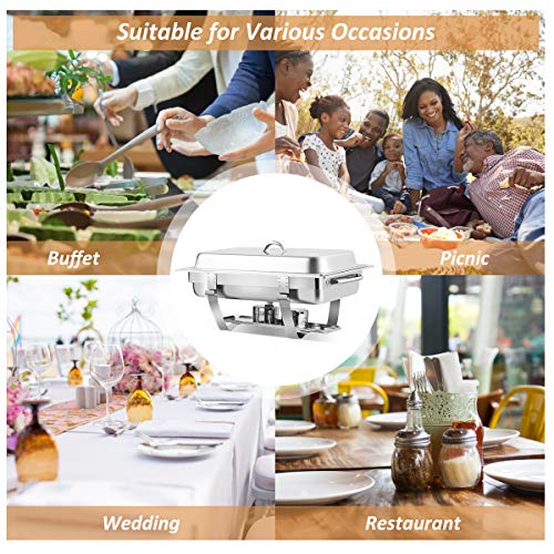 Giantex 2 Packs Chafing Dish 9 Quart Chafer Dishes Buffet Set Stainless Steel Rectangular Chafing Dish Set Full Size With 2 Half Size Pan (23.5" Lx 14”Wx12”H (9 Quart)) #TOP7