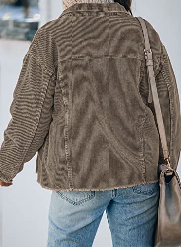 Dokotoo Womens Corduroy Jackets Button Down Long Sleeve Casual Shacket Coats Outwear4