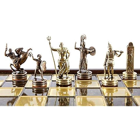 Manopoulos Greek Mythology Chess Set with Wooden Case Cover