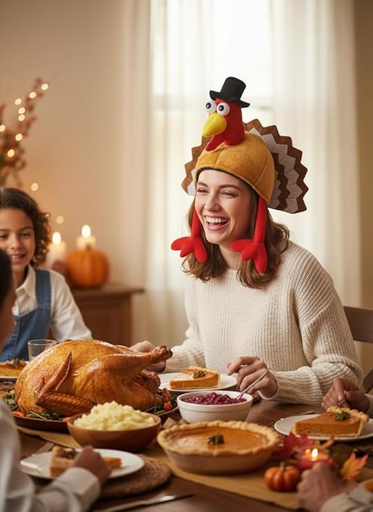 FASHION MY LOVE Adult Turkey Hat, Fancy Dress for Christmas Xmas, Thanksgiving Party Christmas Xmas Party Novelty Hat - Image 4