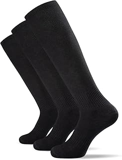 TMANI Football Socks Cushioned Wear Grip Socks Anti Slip, Blister Prevention Knee High Socks Moisture Wicking Athletic Football Basketball Hockey Sports Socks for Kid Men Women (3 Pairs)