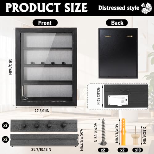 Shadow Box Noir - Cadre vitrine en bois pour objets et photos 3D - 3