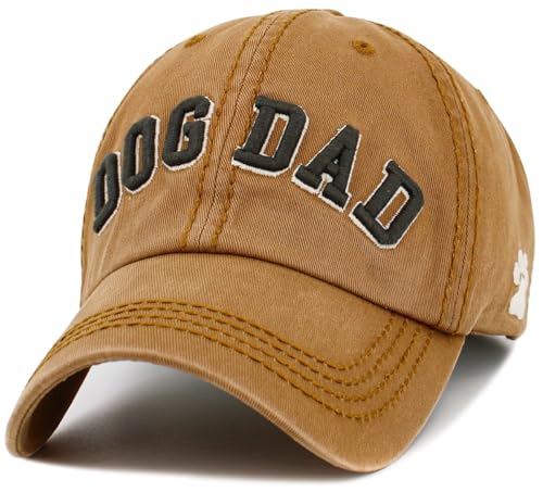 Image of KBETHOS Dog Cat Mom Dad Theme Womens Baseball Cap Distressed Vintage Unconstructed Embroidered Patch Hat