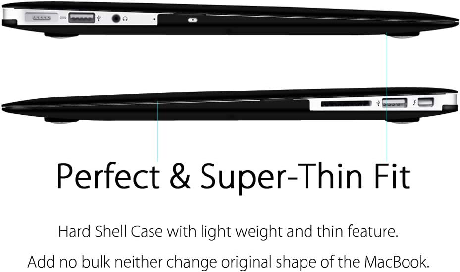 UESWILL Smooth Matte Hard Shell Case Cover Compatible with MacBook Air 11 inch (Model A1370 / A1465) + Microfibre Cleaning Cloth, Black MacBook Air 11" Black image 6 of 9 B07XNY994Y