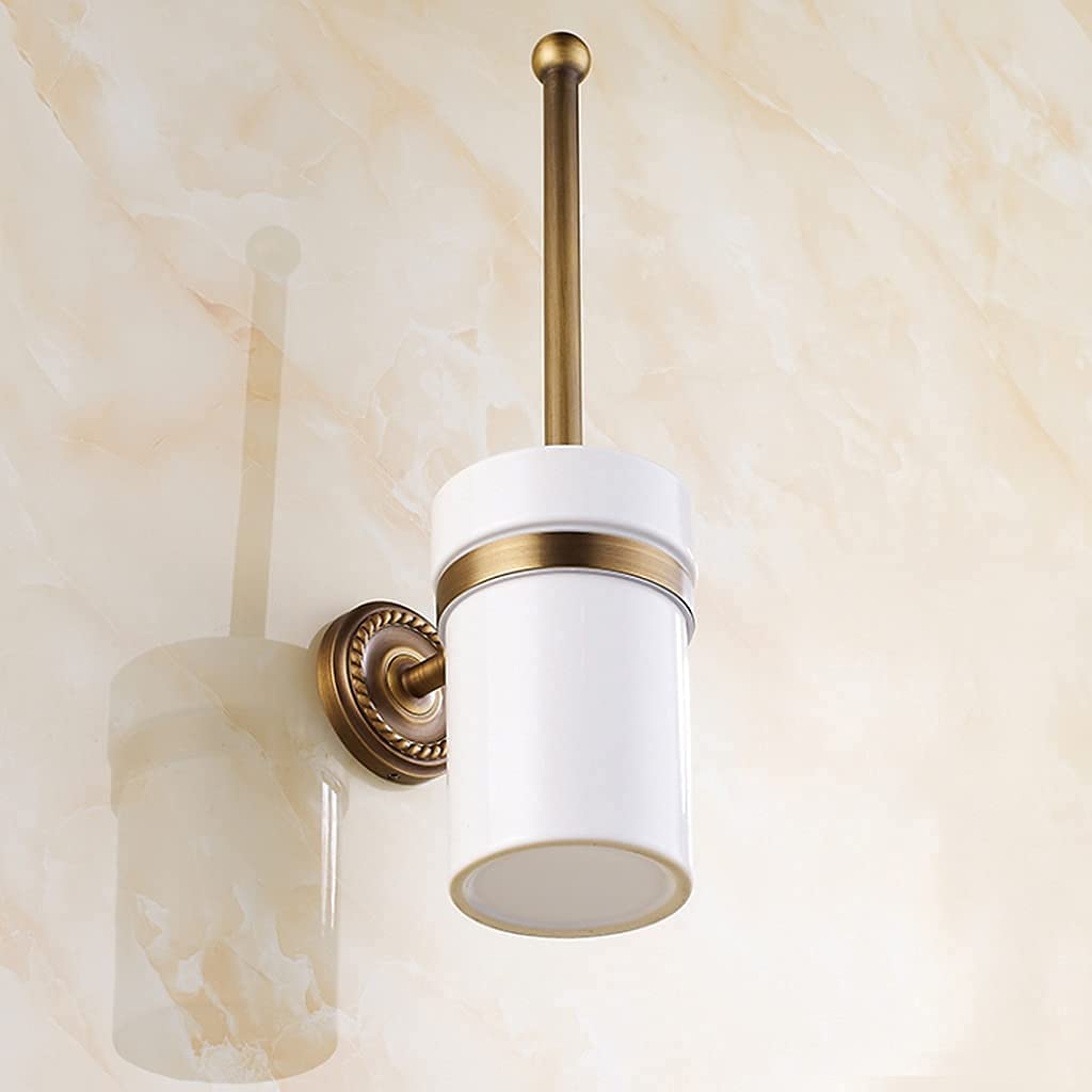 Set di scopini per WC, scopino per WC a Parete con Supporto in Ceramica, Manico Comodo e Resistente con Design Antiscivolo, scopino per Tazza del WC, Supporto antigoccia Facile da installare