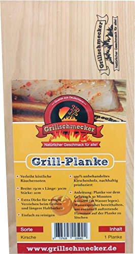 Grillschmecker Grill-Planke - Natürliches Holzaroma - Kirschenholz -30x15x2 cm