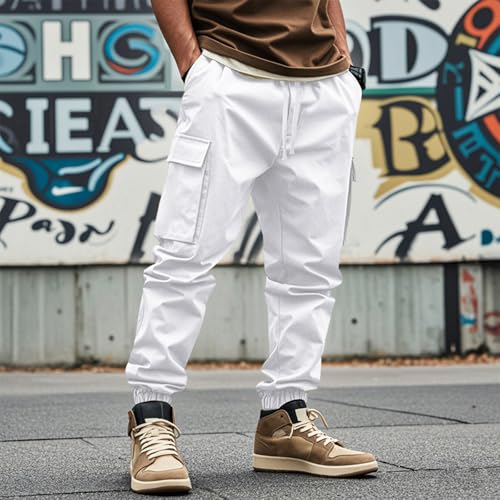 Utility Cargo Pants for Men Lightweight Classic Elastic Waist Drawstring Relaxed Fit Tapered Jogger Work Sweatpants2