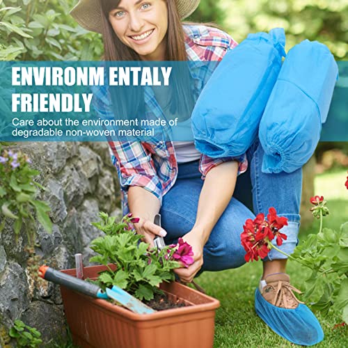 Bakiauli Schuhüberzieher Einweg, 100 Stück (50 Paar) Rutschfest Überzieher, Vliesstoff Überzieher Schuhe für Innen und Außen (Blau)