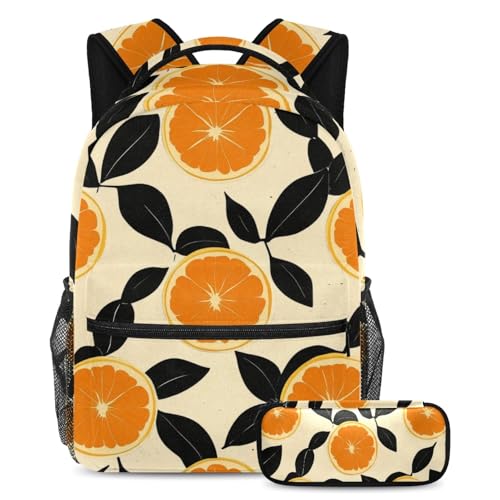 Sac à dos orange et feuilles idéal pour les sorties scolaires et la randonnée ado