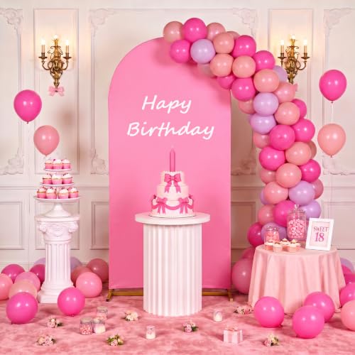 Image of Arch Backdrop Cover 7.2ft Double Color Spandex Arch Stand Cover(Peach&Rose)
