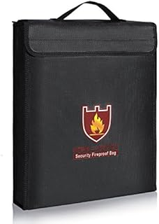 ENGPOW Fireproof Document Bag a4 Fire and Water Resistant Contract Money Battery Safe Bag Silicone Coated Fiberglass,Zipper,Maximum Storage (15×12×3 inch)