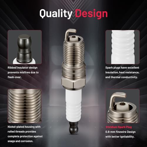 Image of BDFHYK SP413 Iridium Spark Plugs Compatible with Ranger Tempo Probe for Mazda 6 Tribute MPV B3000 Benz 300CE 300SEL 300TE for Mercury Montego Sable 3.0L L6 V6 Engine Replacement for BP5EFS, Set of 6