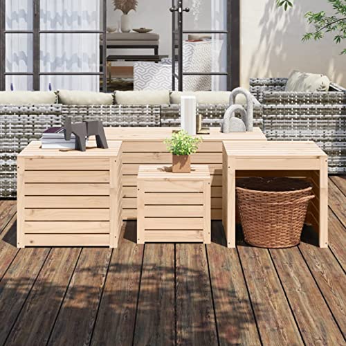 Homgoday Juego de Cajas de jardín 4 Piezas Madera Maciza de Pino