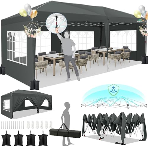 HOTEEL Faltpavillon 3x6 Wasserdicht und Stabil - Mit 6 Seitenwänden, One-Push-Aufbau, 8...