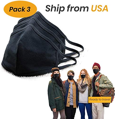 Pack 3pcs Black Cotton Face Shields Faces-Masks Bandanas Balaclavas for Dust Wind Sun