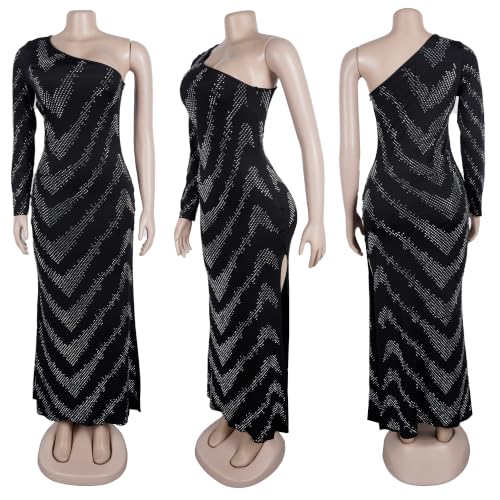 Image of PORRCEY Women's Sexy Rhinestone Mesh See Through Party Night Prom Dress