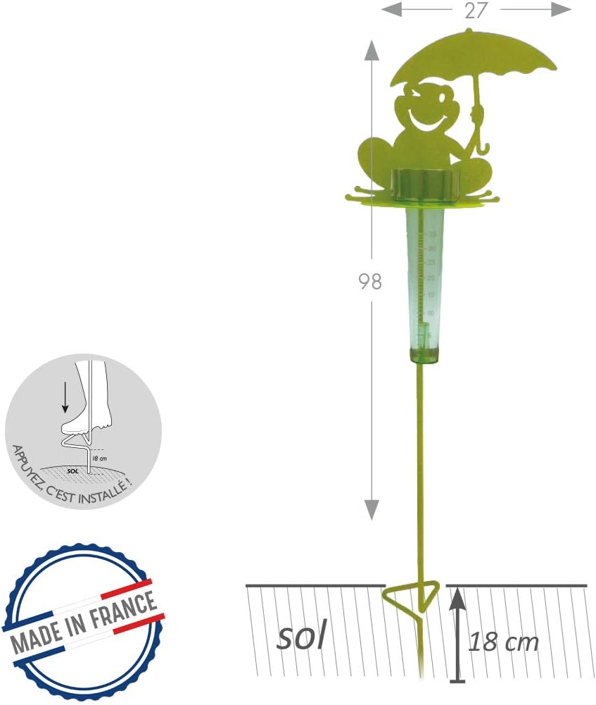 Frog Rain Gauge Stand Height 1.15 m Lime Green – Made in France