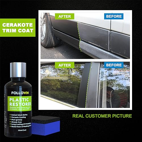 FOLLOWIN Keramik Trim Coat Kit Schnelle Kunststoff Trim Restorer Wiederherstellung, um über 200 Wäschen zu dauern