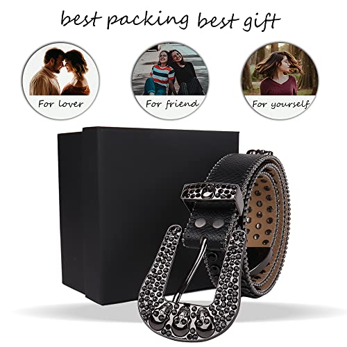 Mingsun Rhinestones Belt For Men Women, Skulls Belts Western Leather Sparkle Shining Diamond Cowgirl Cowboy Studded Belts For Jeans #TOP6
