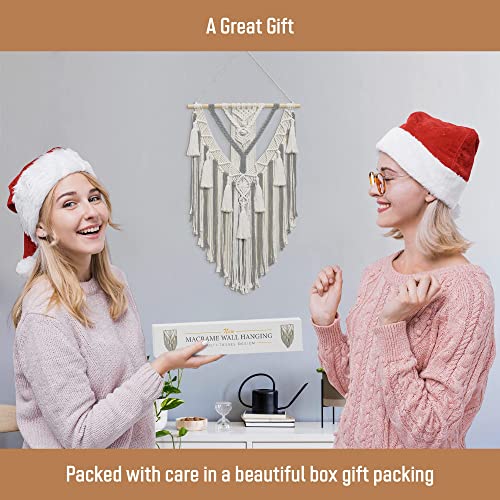 Boho Macrame Wall Hanging & Wall Decor - New Bohemian Style Macrame Wall Art With Minimalist Design For Decorating Your Bedroom Living Room Apartment Dorm & Nursery: Gray & Beige Woven Macrame (Gray) #TOP7