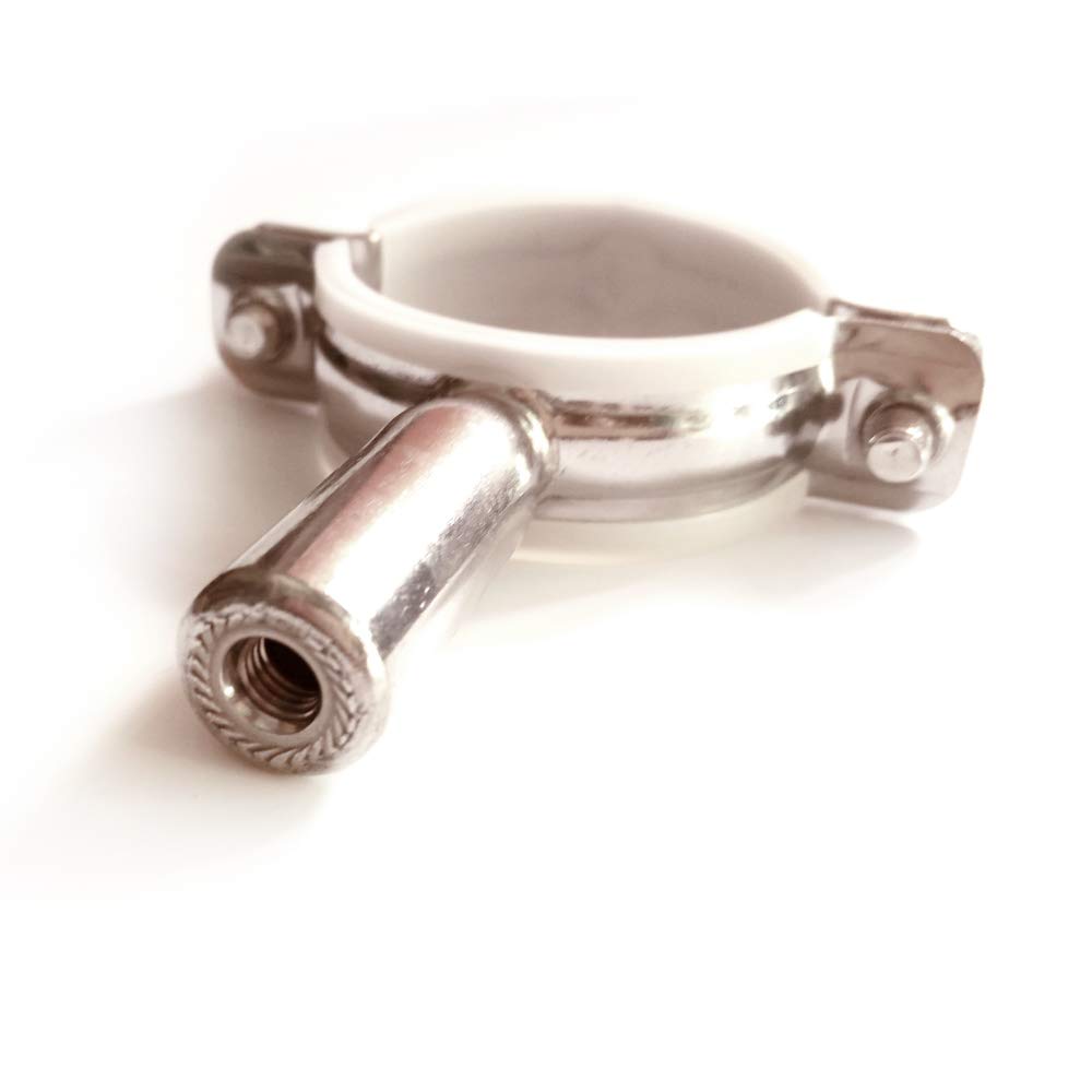 Collier de serrage tube inox 304 M8 taraudé avec gaine silicone anti-vibration solide Φ102-108