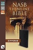 NASB, Thinline Zippered Collection Bible, Bonded Leather, Black, Red Letter Edition