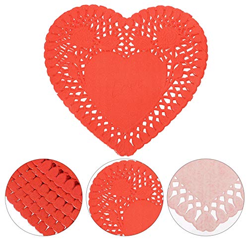 Cabilock 100 Folhas Doilies Coração Dos Namorados Mini Pequenos Recortes de Papel da Forma Do Coraçã