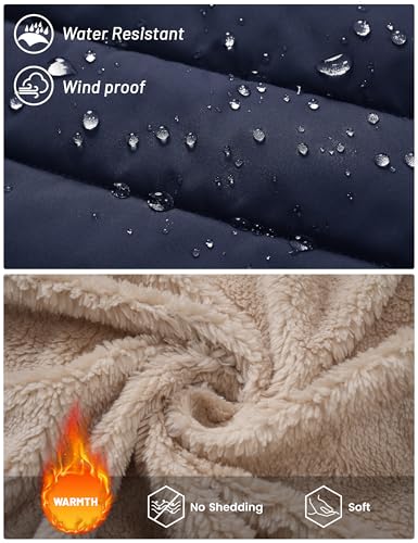 Cotrasen Mens Puffer Jacket Sherpa Lined Water Resistant Hooded Full Zip Mid-Weight Warm Insulated Winter Coat3