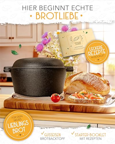KRUSTENZAUBER Schmortopf mit Deckel oder als Gusseisen Topf zum Brot backen – Ansicht 3