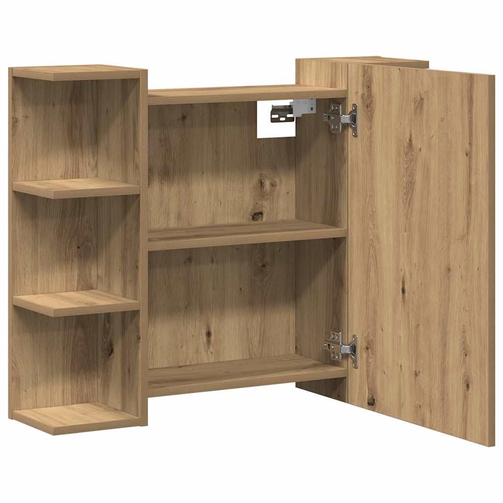 vidaXL Mobile da Bagno Specchio Rovere Artigianale Legno Multistrato