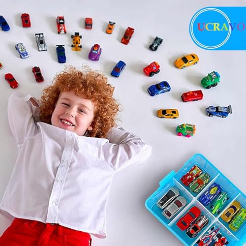 Image of UCRAVO 18 Grid Square Storage Box, Blue, 10 cm x 10 cm x 10 cm, 3-Layer Jewelry & Toy Organizer, Transparent Plastic, Multi-Purpose