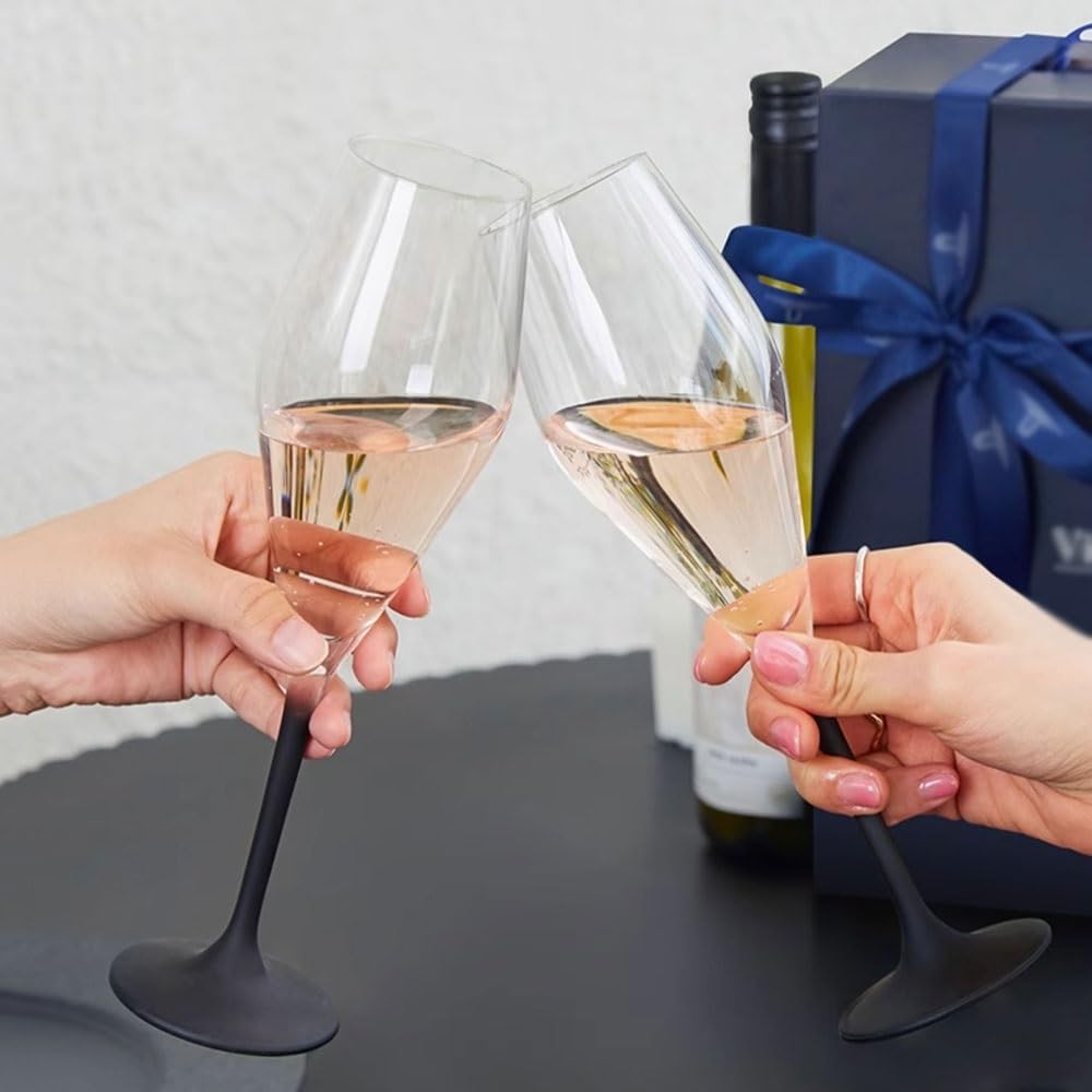 Gafas de efervescencia Copa de champán cristal, 2 piezas, copa con degradado esmerilado, capacidad 8,79 oz for reuniones amigos