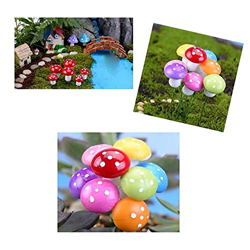 Aliotech 50 Pieces Mini Mushroom Miniatures Artificial Garden Fairy Bonsai Plant Pot Resin Craft Decoration For Home Diy Micro Landscape Decor (Red) #TOP7