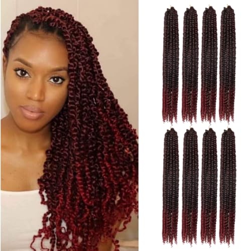 8 Pack Passion Twist Crochet Hair Extensions for Black Women - Braiding Extensions T1B/BUG 18 Inch (Pack of 8)