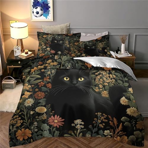 Housse de couette chat noir 135x200 microfibre 3 pcs - 6