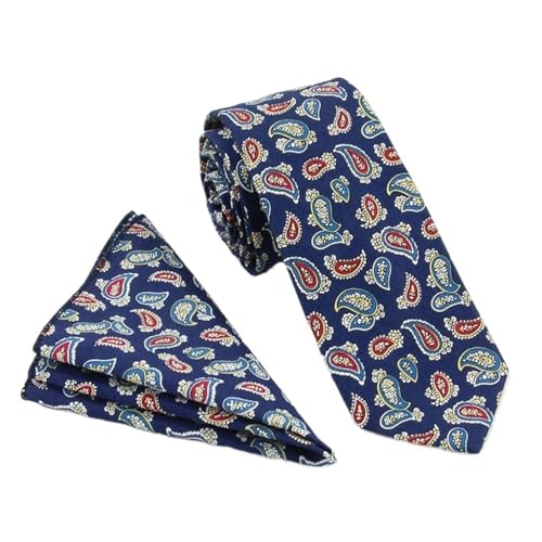 Corbata estrecha casual de algodón con estampado floral miniatura 1