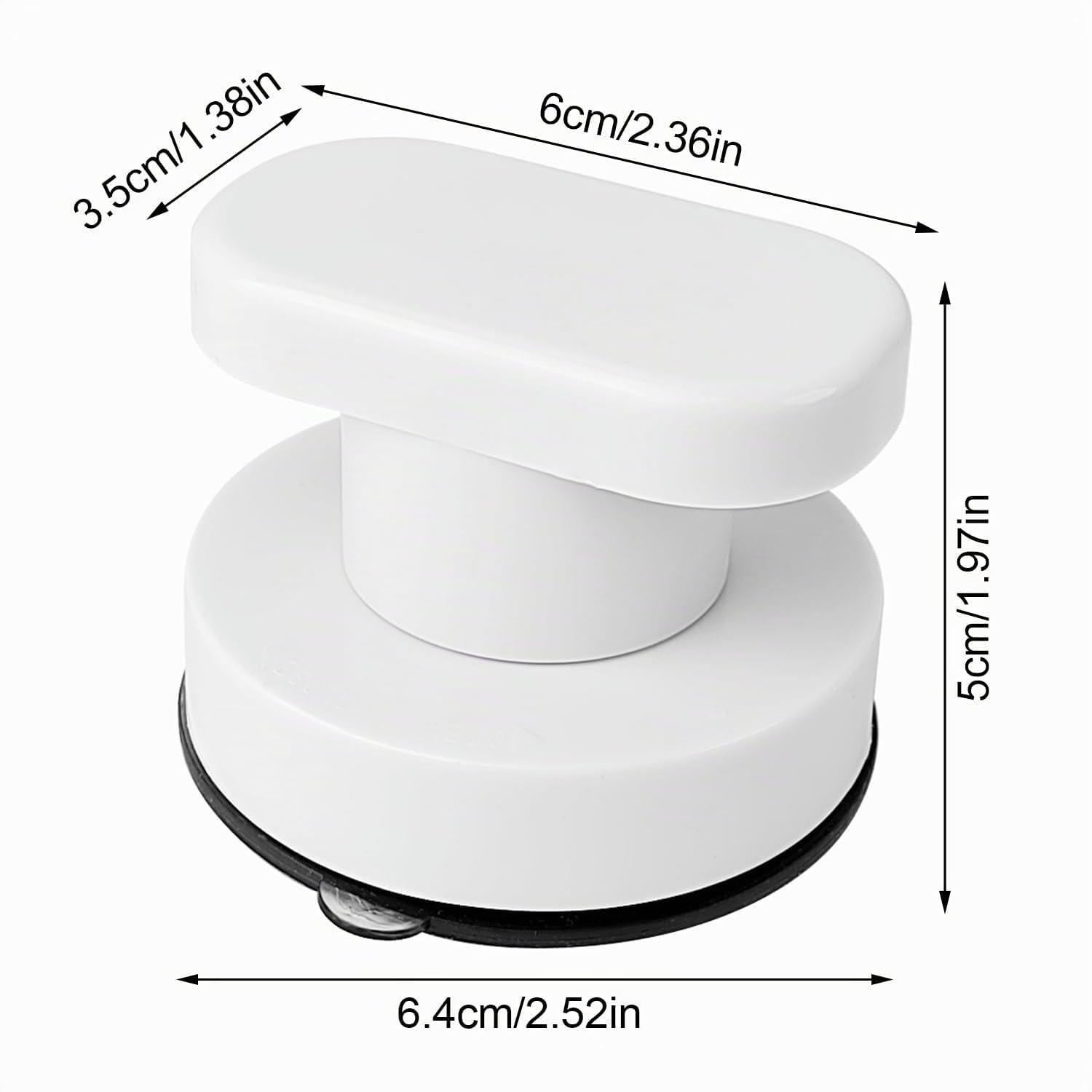 2 Pezzi Maniglia Ventosa Bianca Portatile Senza Foratura per Porte in Vetro, Bagno, Balcone, Cassettiera, Sedile WC