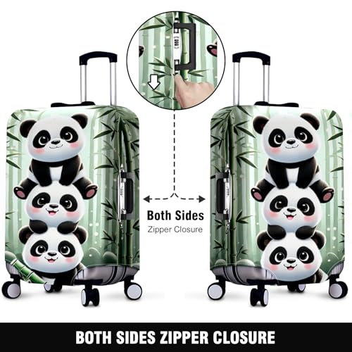 Elastic Luggage Cover Stretch-Fit Suitcase Protector Secure beautiful Sleeve for Big Luggage Easy Zip Handle Access Stylish Travel Accessory for Enhanced Luggage Protection Panda Stack2
